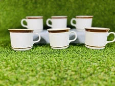 Vintage MSI Sierra Stoneware Coffee Mugs Brown Beige Set of 6 Japan 10 oz