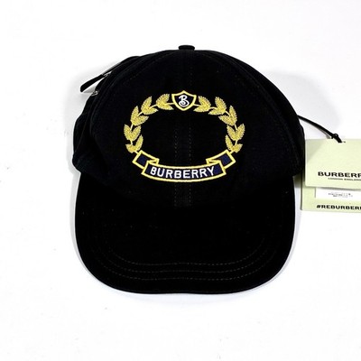 Burberry Oak Leaf Crest Embroidered Cotton Baseball Cap Black
