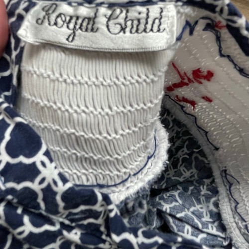 Royal Child Size 5 Smocked Dress Girls Nautical Anchors Red White Blue - Picture 2 of 6