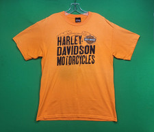 Harley-Davidson Shirt Mens Large Orange Motorcycle Coziahr Decatur IL