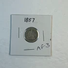 1857 Liberty Seated Silver Dime with About Good Details / Free Shipping