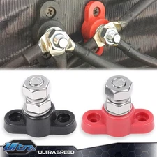 Stainless Junction Block Power Post Insulated Terminal Stud 3/8" Red & Black Set