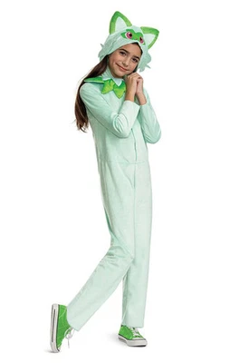 Brand New Sprigatito Hooded Jumpsuit Classic Child Costume - Image 1 of 3