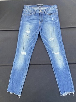 Flying Monkey Women s Distressed Skinny Jeans Size 28 Blue Raw Hem Made in USA