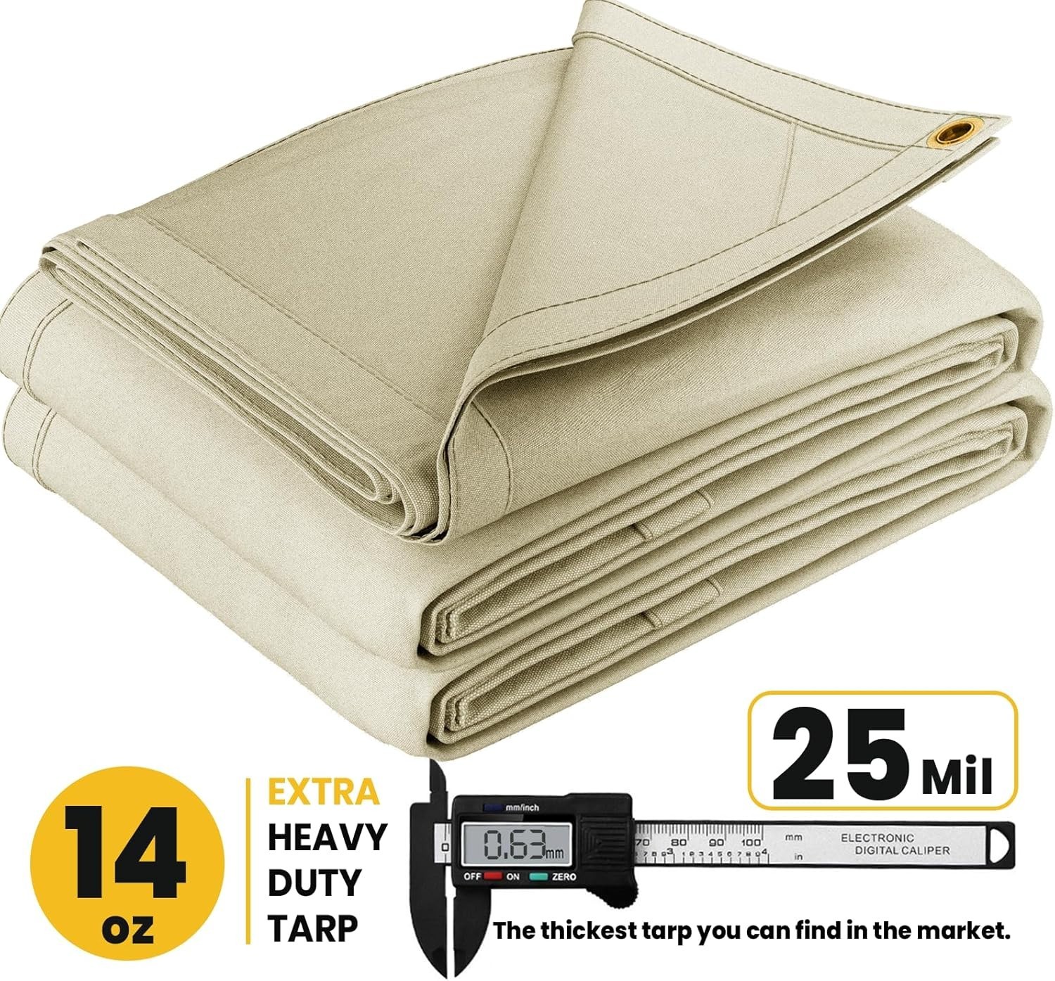 PROTARP Heavy Duty Canvas Tarp Water & UV Resistant, 100% Virgin Tarpaulin Cover