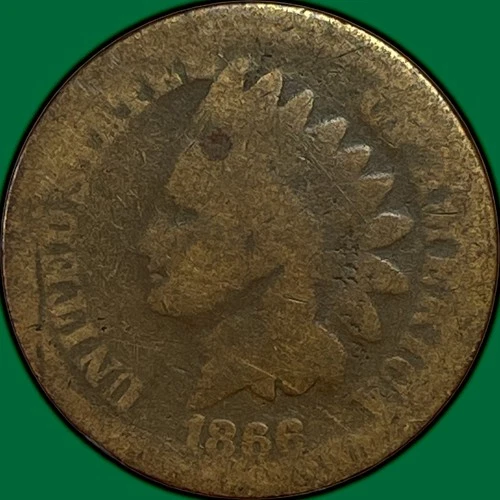 1866 Indian Head Cent Almost Good AG Coin #36797