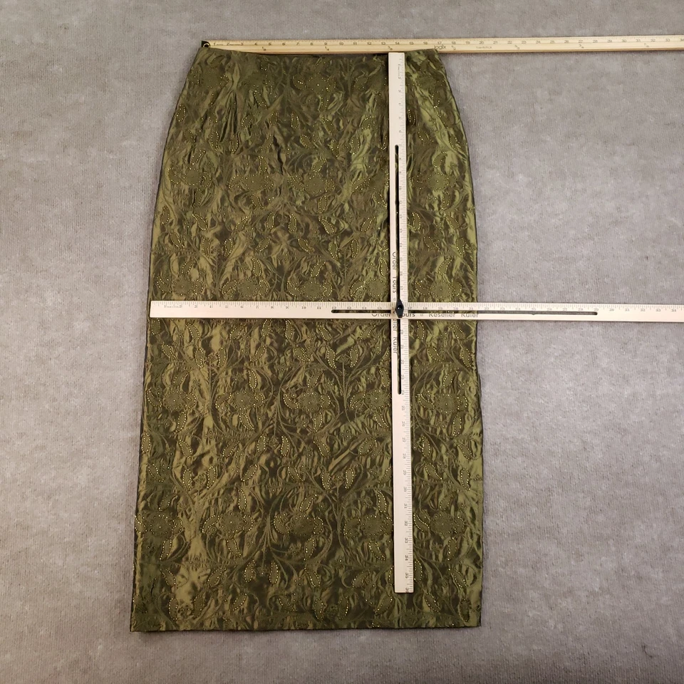 Женская юбка Chetta B 18 оливковый зеленый 100% шелк вышитый бисером цветочный макси - Изображение 2 из 4