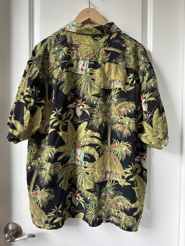 Camicia Tommy Bahama Uomo XL Seta Hawaiano Toucan Tiki Camp Natale Tropicale - Foto 2 di 7