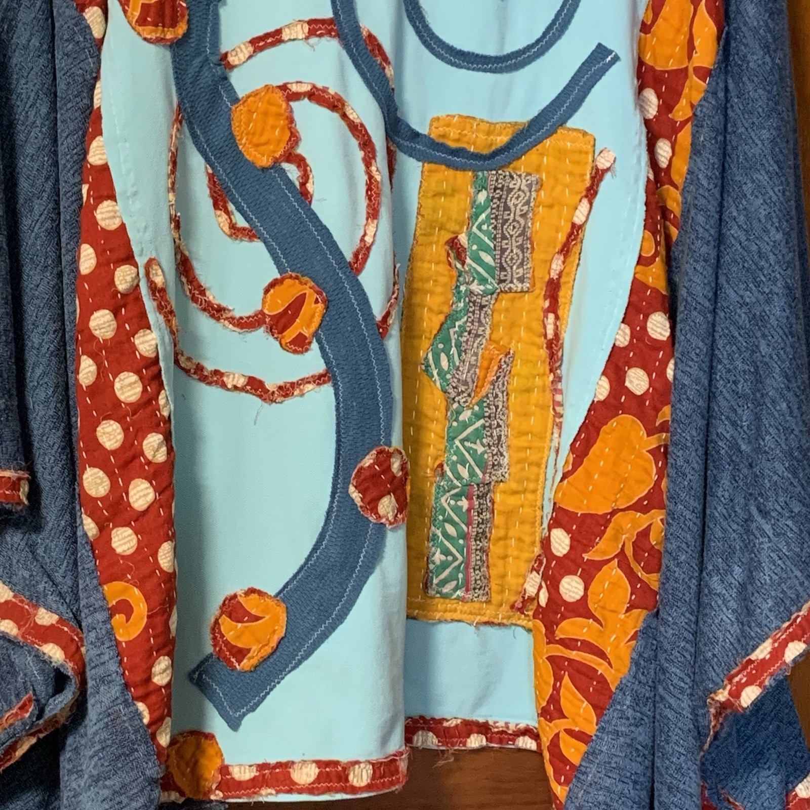 Upcycled Plus Size Poncho Batwing Patchwork Boho … - image 6