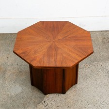 Mid Century Modern End Table Side Lane Octogon Nightstand Danish Walnut Mcm 60s