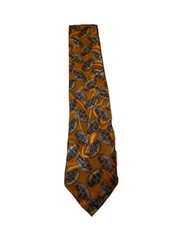 Vintage Burberry Of London 100 Silk Tie Gold Geometric Pattern Hand Sewn