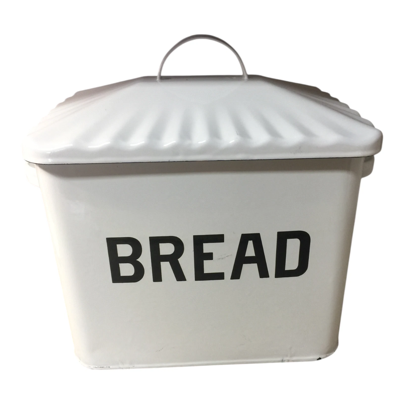 Enamelware Style Metal Bread Box Bin Cream Red Retro Shabby Chic Farmhouse