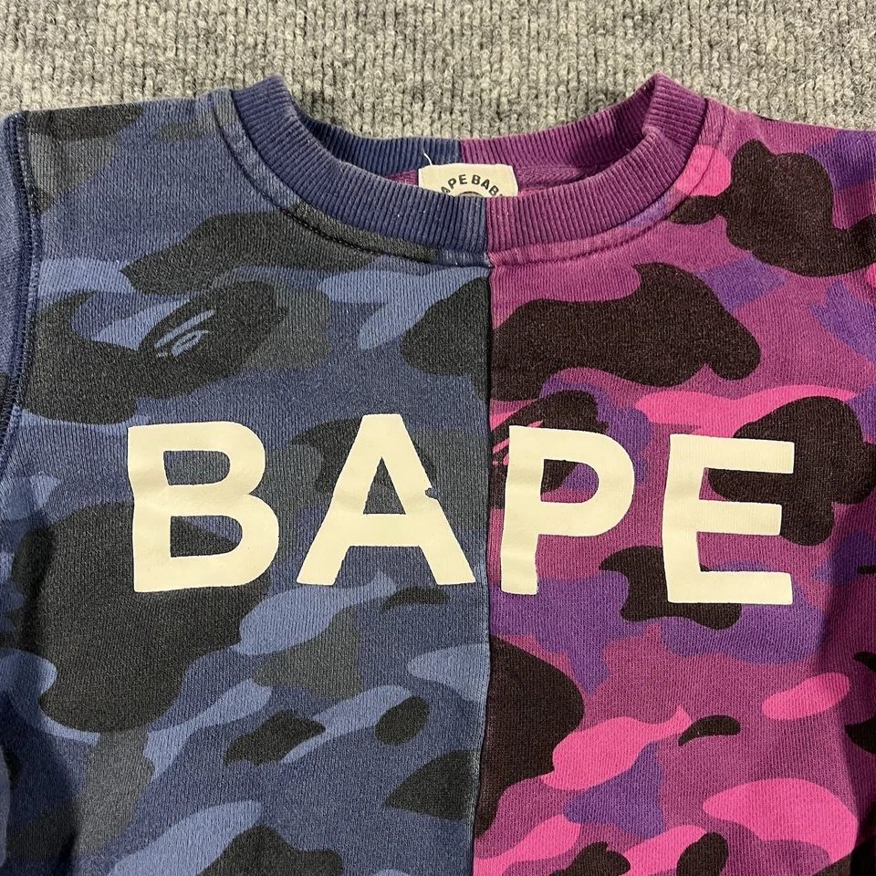 A Bathing Ape BAPE Baby Milo Kids Camo Spell Out Sweatshirt - Size 110 (4T) - Image 2 of 4