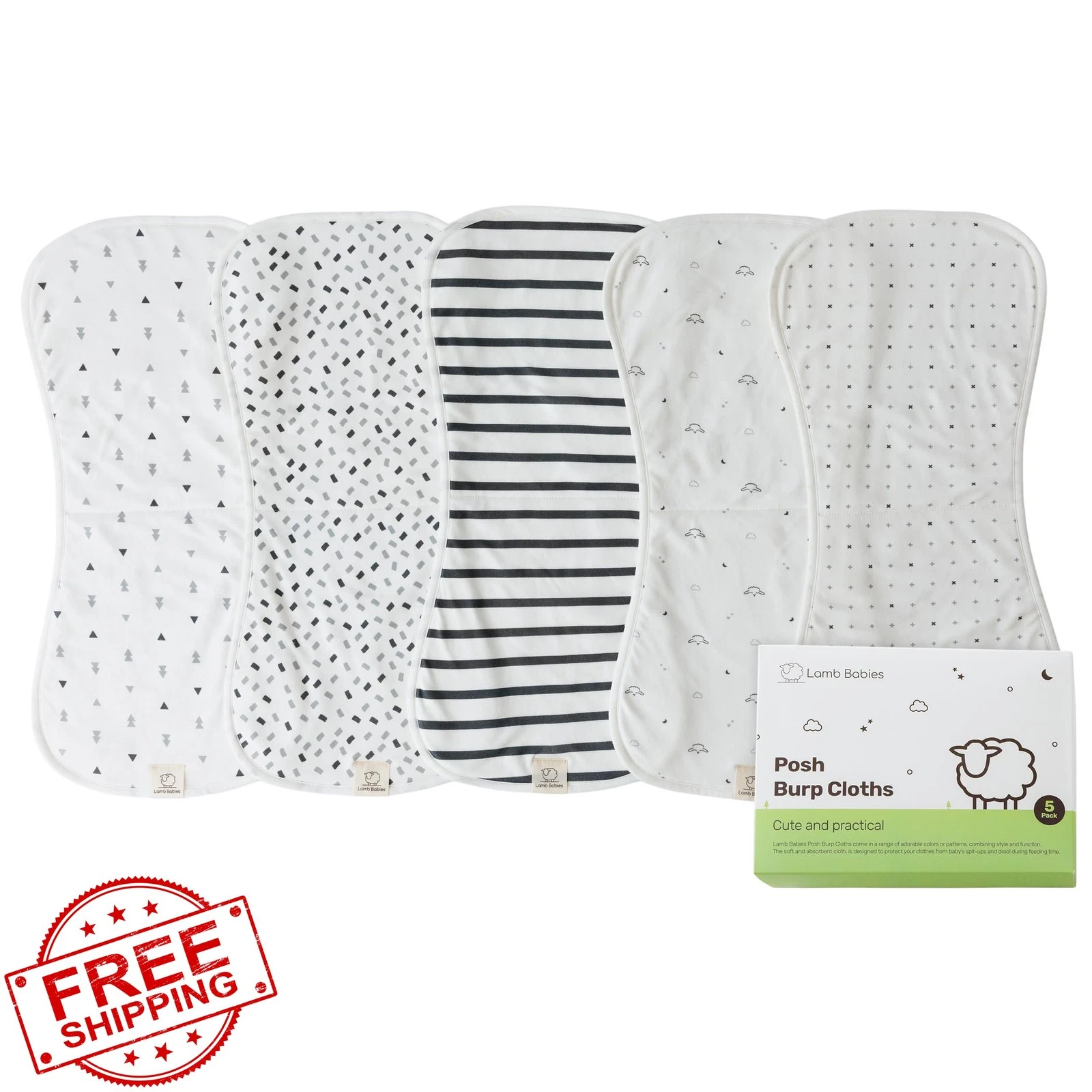 Posh Baby Cotton Burp Cloths Gentle Absorbent for Boys Girls