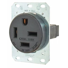 Bryant 8460Fr Straight Blade Receptacle, 15-60R, 60 A, 250V Ac, 3 Pole, 4 Wire,