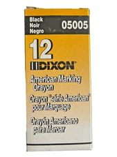 NEW 12 Pack - Dixon Large Marking Crayons Round Black (05005)