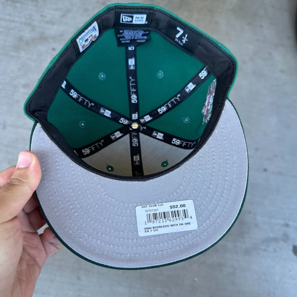 Sombrero Talla 7 1/4 Club Boston Medias Rojas Ajustado 90 Aniversario Verde Gris UV 59fifty Foto 3 de 3