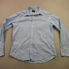 Untuckit Shirt Mens Medium Long Sleeve Button Front Casual Checks Slim Fit Blue