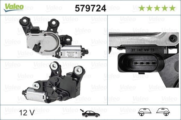 Moteur d'essuie-glace Valeo 579724 pour Porsche avant en acier