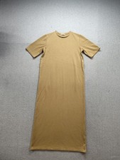 Zara Women T Shirt Dress L Beige Crew Neck Short Sleeve Pullover Summer Casual