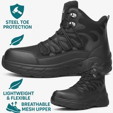 Men's Steel Toe Work Safety Sneakers Slip On Lightweight Indestructible Shoes