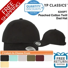 🔥 YP Classics Men Peached Cotton Twill Dad Hat six-panel, low-profile 6245PT