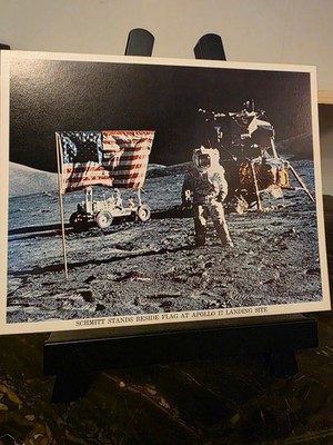 Vintage 8'' x 10'' NASA Print of Apollo 17 EVA on the moon  MSCL-99