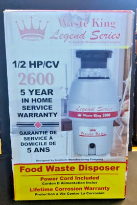 NEW Sealed Waste King Garbage Disposer 1/2 HP/CV Legend Series 2600