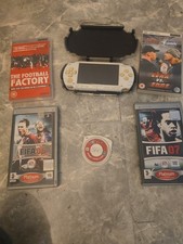 Sony PSP White Console With Charger Logitech Case & 5 UMD Games Film