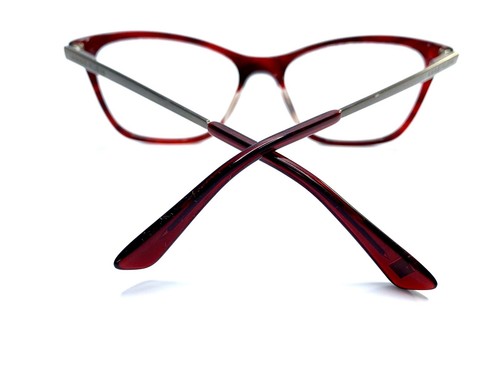 Anne Klein Red Clear Cat Eye Glasses Silver Metal Temples AK5052 52 16 135 - Picture 6 of 8