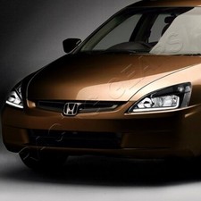 Fit 2003-2007 Honda Accord Black Housing Led Drl Wclear Reflector Head Lights Fit 2003-2007 Honda Accord Black Housing Led Drl Wclear Reflector Head Lights