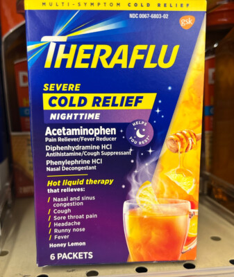 MULTI-SYMPTOM SEVERE COLD RELIEF HONEY LEMON NIGHTTIME (6 Packets Individual)