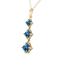 14K. SOLID GOLD NECKLACE WITH NATURAL BLUE TOPAZ Yellow Gold 
