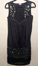 Blumarine Blugirl Mini Dress Beaded Buttons Lace Beachy Vintage Size US6 IT42