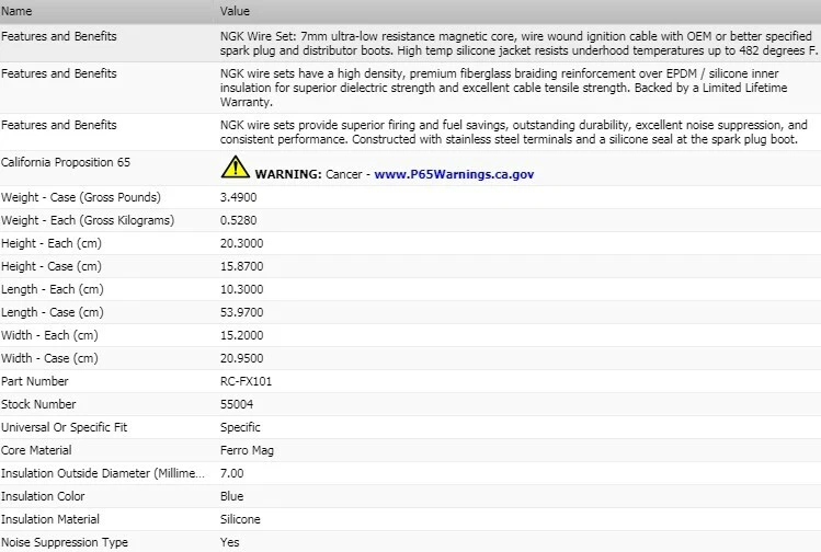 Juego de cables de encendido OEM NGK para Subaru Legacy H4-2,5 L 2005-2009 Foto 3 de 4