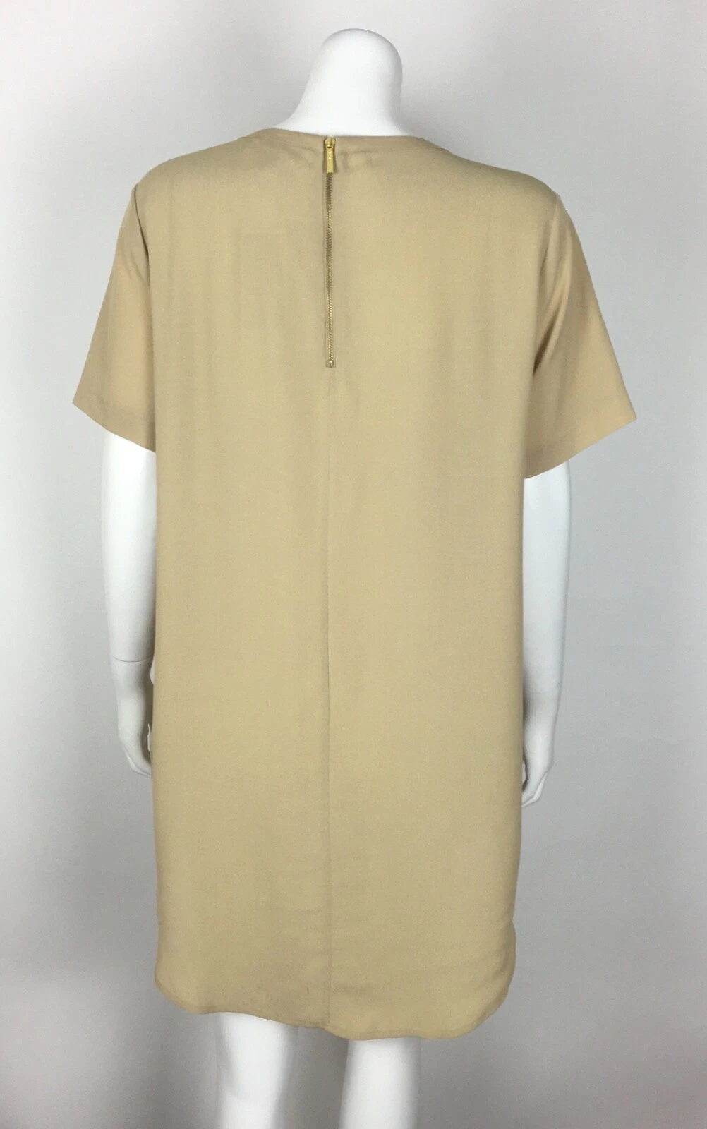 Abito tunica Michael Kors nuovo con etichetta $99 kaki manica corta viscosa taglia 8