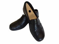 Clarks Womens May Marigold Slip On Loafer Black Leather 6 1/2 W US Cushion Soft
