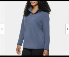32 Degrees Women's 1/4 Button Snap Fleece Pullover Jacket(VINTAGE INDIGO S )NWT