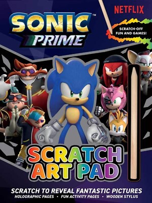 Sonic The Hedgehog Prime Scratch Art Pad Mit Holz Stylus & Puzzle Spiele