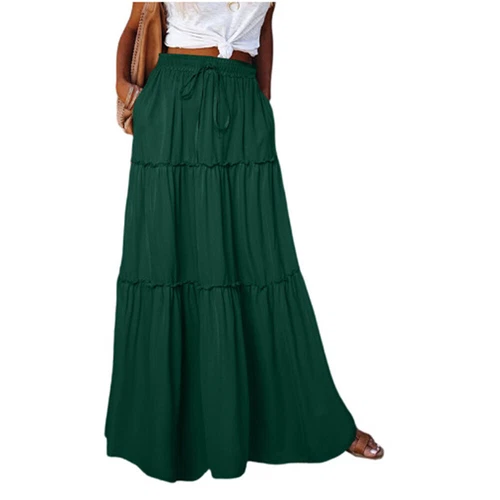 Mujeres Bohemia Cintura Alta Falda Larga Damas Vacaciones Columpio Suelto Boho Maxi Faldas - Imagen 20 de 30