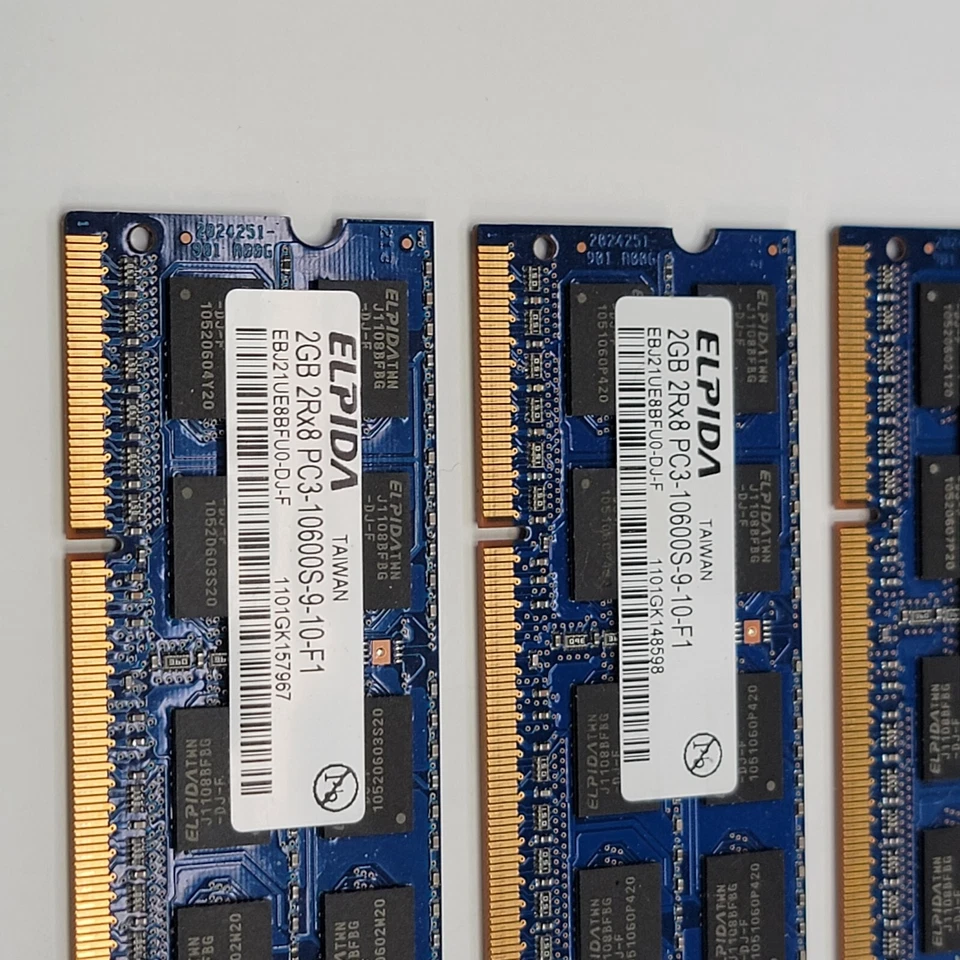 MATCHING Lot Of 4 + 2 FREE - Elpida 2GB 2Rx8 PC3-10600S-9-10-F1 EBJ21UR8FU0-DJ-F - Image 3 of 4