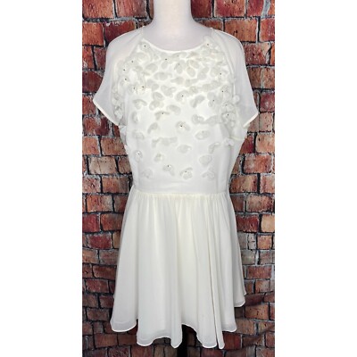 Ted Baker London Just For You 3D Floral Flowers Ivory Skater Dress Size  Tulle