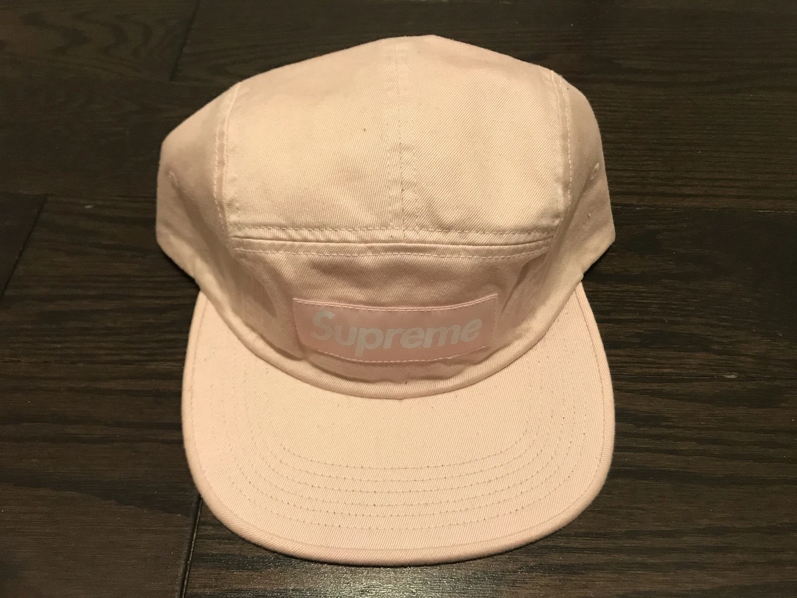 Casquette de camp en sergé chino lavé suprême SS17 rose