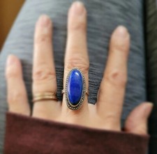 Lapis Lazuli Gemstone Ring 925 Sterling Silver Statement Ring Handmade Jewelry