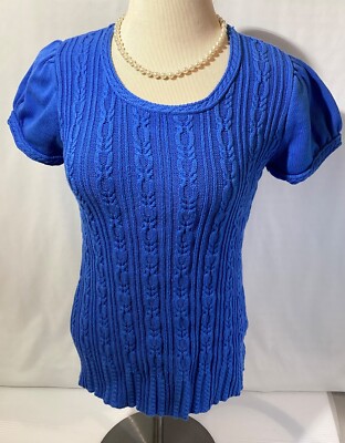 Madison Studio Size L Woman s Top T Shirt Color Blue 100% Cotton Knit