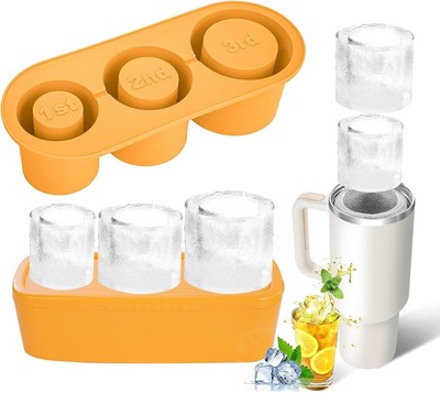 Ice Mold for Stanley Cup, Silicone Ice Cube Tray with Lid and Bin for 20 30 40 O