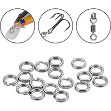 200 PCS Tackle Swivel Snap Stainless Steel Fishing Split Rings Fish Connector