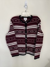 Christopher  Banks Women's M Medium Striped Hand Embroidered Cardigan EC