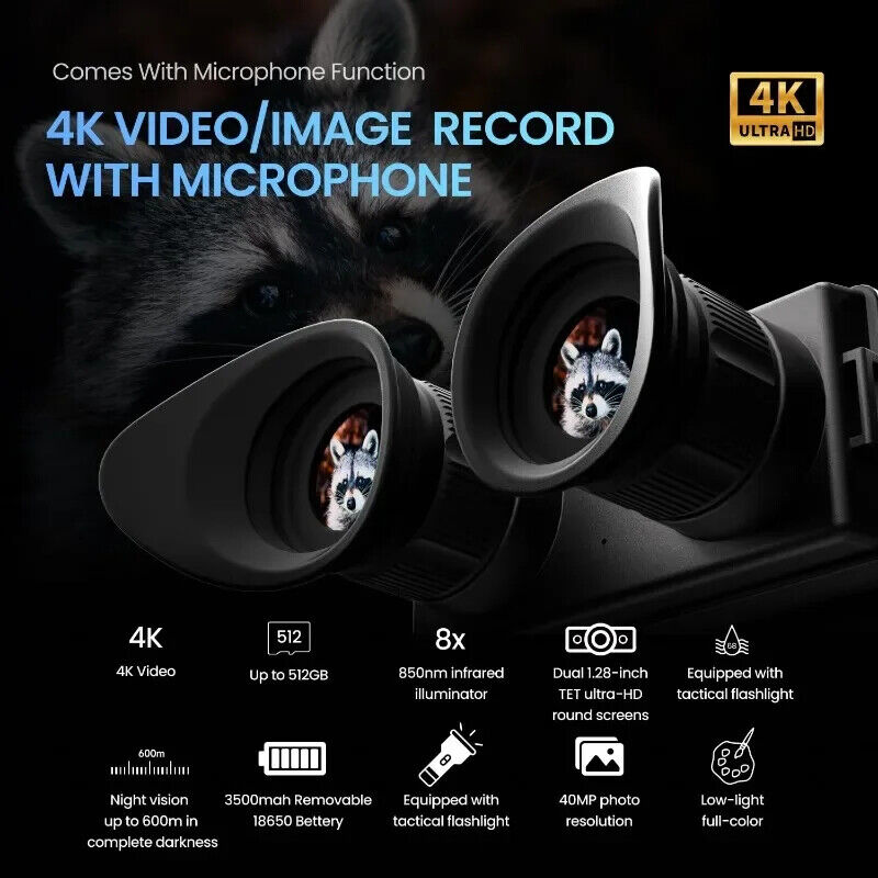 Z9157 4K UHD Tactical Night Vision Goggles - 40MP, 8X Zoom Z9157 4K UHD Tactical Night Vision Goggles - 40MP, 8X Zoom