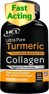 Turmeric Curcumin 95% Extract & Collagen Capsules - NEM Promotes Joint Comfort &